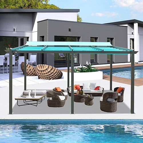 Miniatura 10 de Domi - Pérgola retráctil para exteriores de 11 x 16 pies con toldo para sombra, pérgolas de aluminio y cenadores, toldo de pérgola de metal para