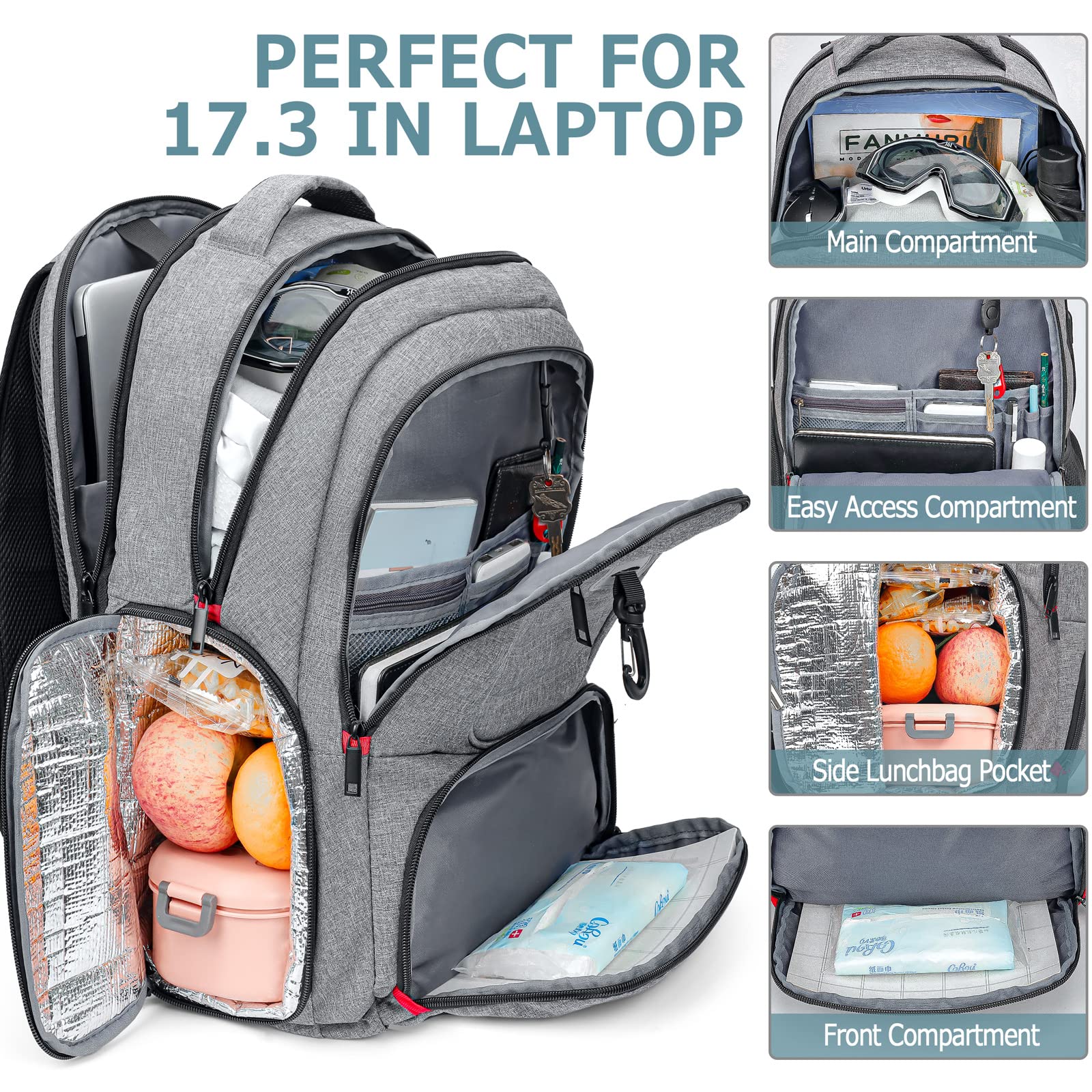 Sac à Dos Voyage Sac à Dos Ordinateur Portable 17 Pouces Antivol Imperméable Sac à Dos Homme Grande Capacité Sac A Dos PC Portable Avec Chargement USB Sac à Dos De Voyage