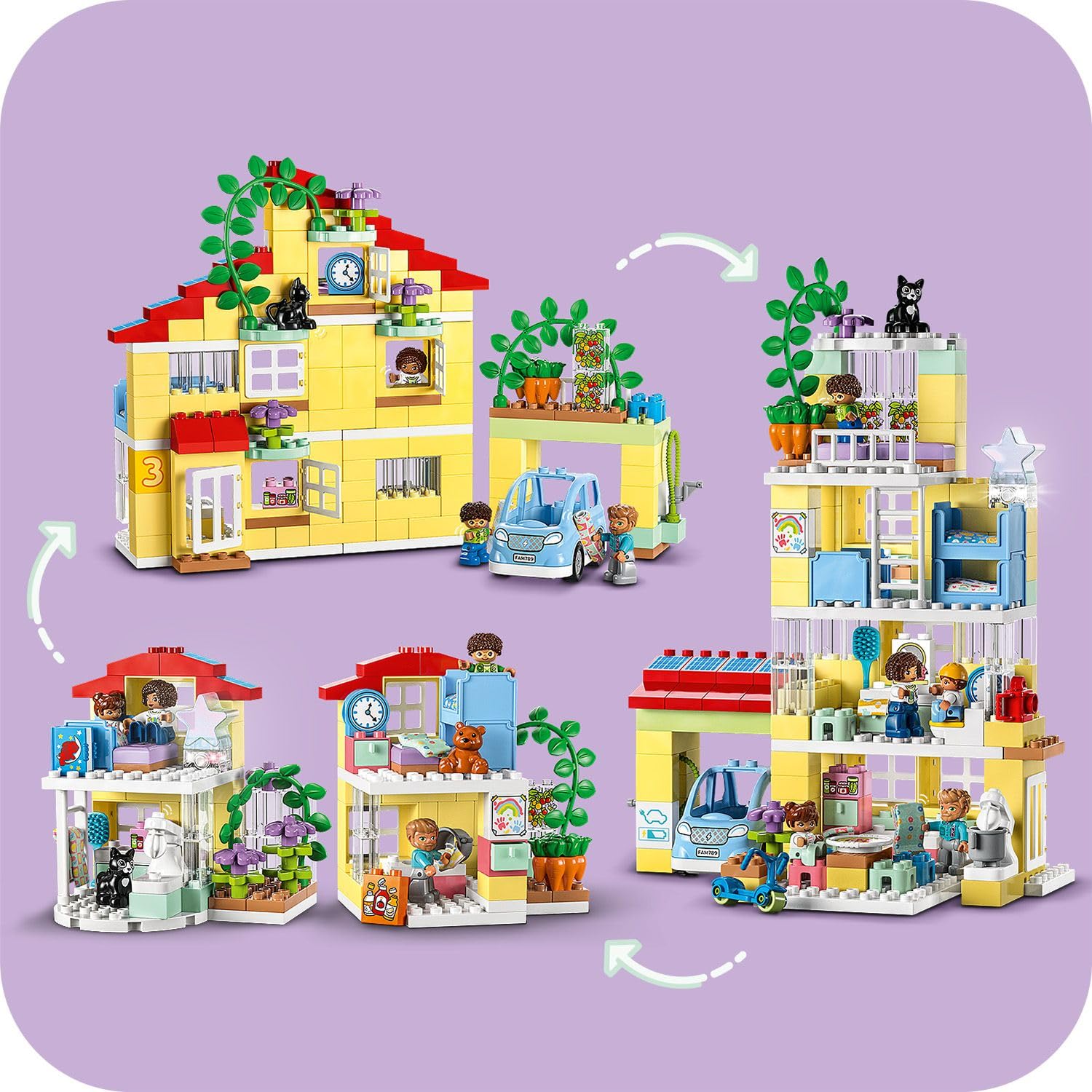 LEGO® DUPLO® Kasabası 3’ü 1 Arada Aile Evi 10994 Oyuncak Yapım Seti (218 Parça)