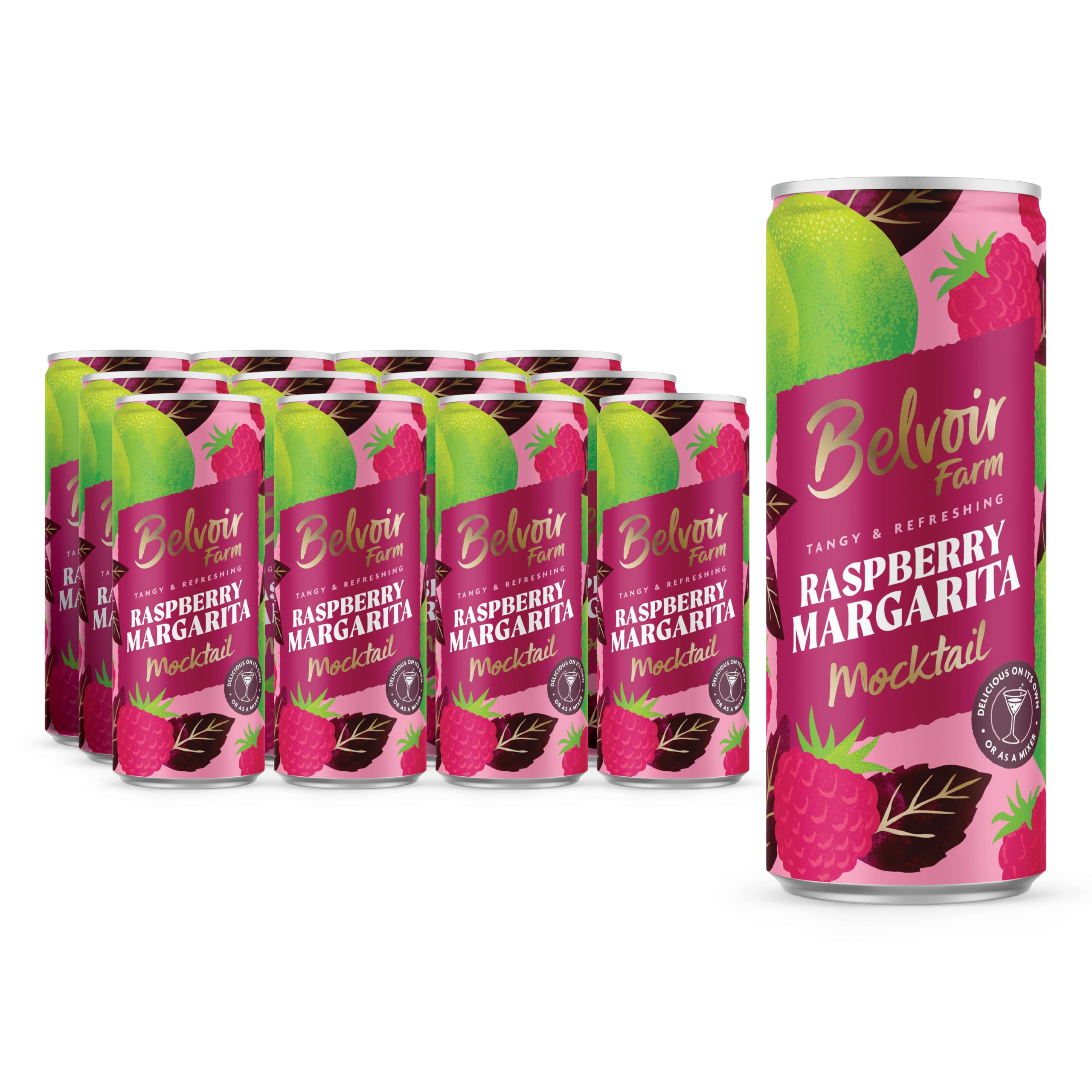 Belvoir Farm - Non-alcoholic Raspberry Margarita Mocktail, 12 x 250ml Cans