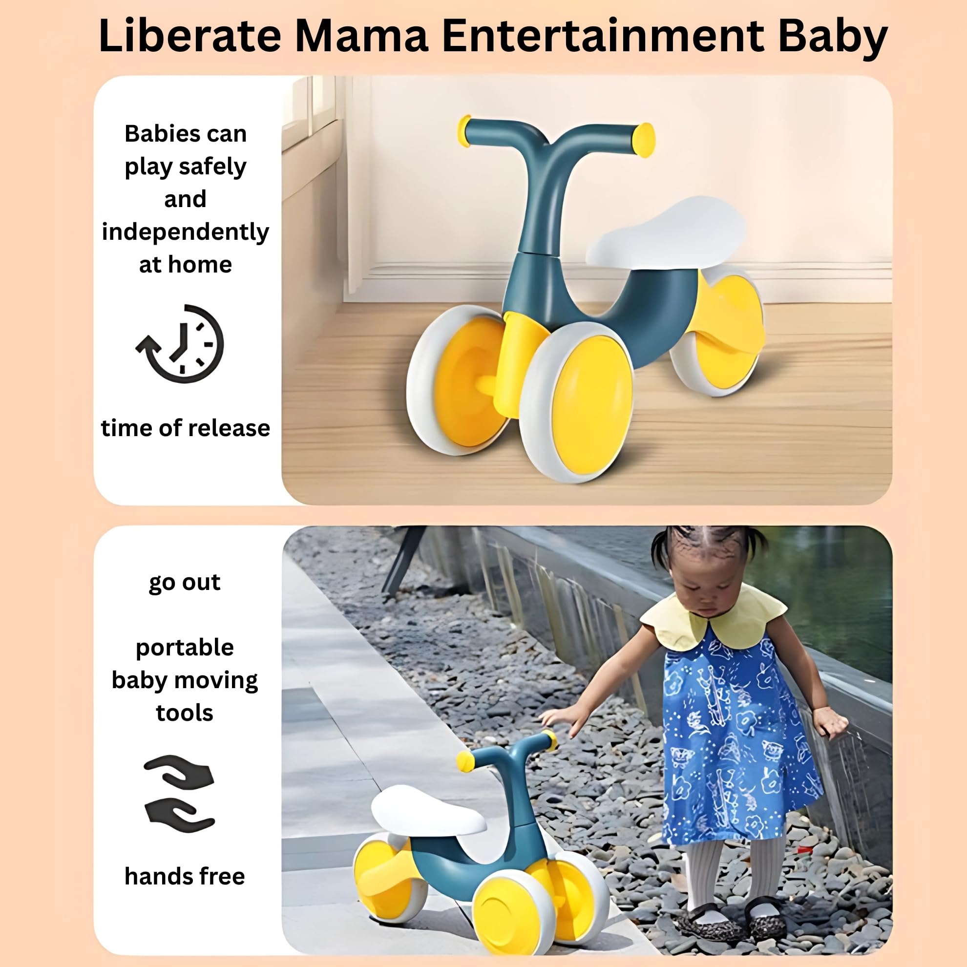 Balance Bike Baby for 1-2 Year Old Boys Girls,12-36 Month Toddler Best First Birthday Gift Children Walker,Train Your Baby from Standing to Walking-(Teal), Rigid, Balance Bike, 14.9 X 21.65 Inches - Image 9 thumbnail