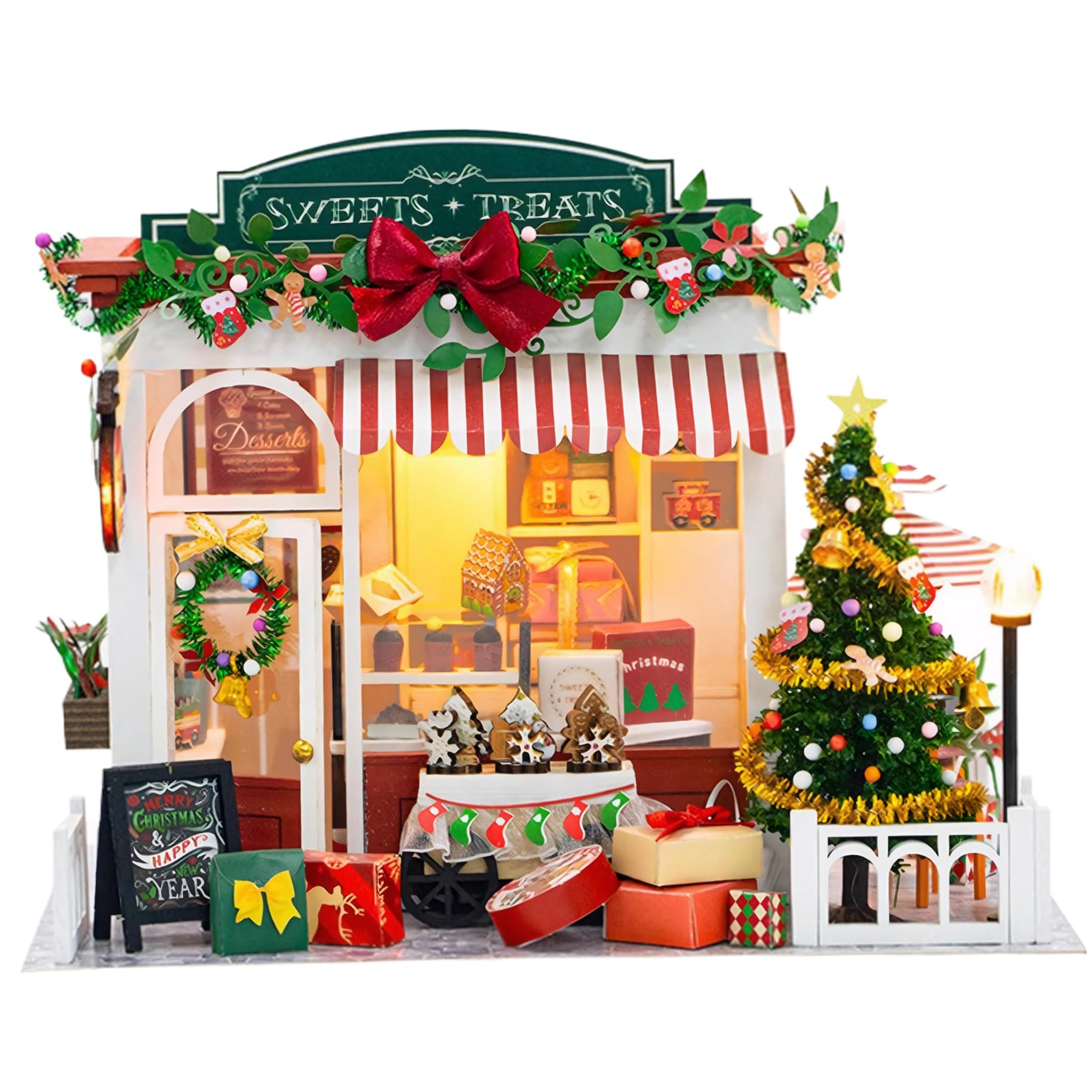 Set fai da te in miniatura natalizia in legno illuminato