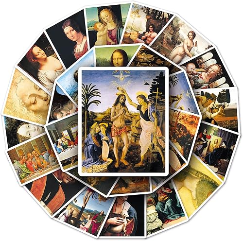 50 calcomanías artísticas pequeñas para pintura al óleo, calcomanías de artista, calcomanías estéticas, calcomanías impermeables para laptop,