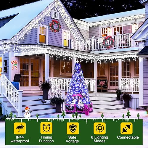 Miniatura 2 de Tira de luces LED de Navidad de 50 pies, 480 luces LED para decoración al aire libre con temporizador de 90 gotas, 8 modos, guirnalda de luces