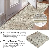 Cekene Boho Futószőnyeg 80x300 cm - Mosható, Csúszásmentes Hosszú Szőnyeg Konyhába, Előszobába, Hálóba - Vintage Mintás Poliészter Szőnyeg 4
