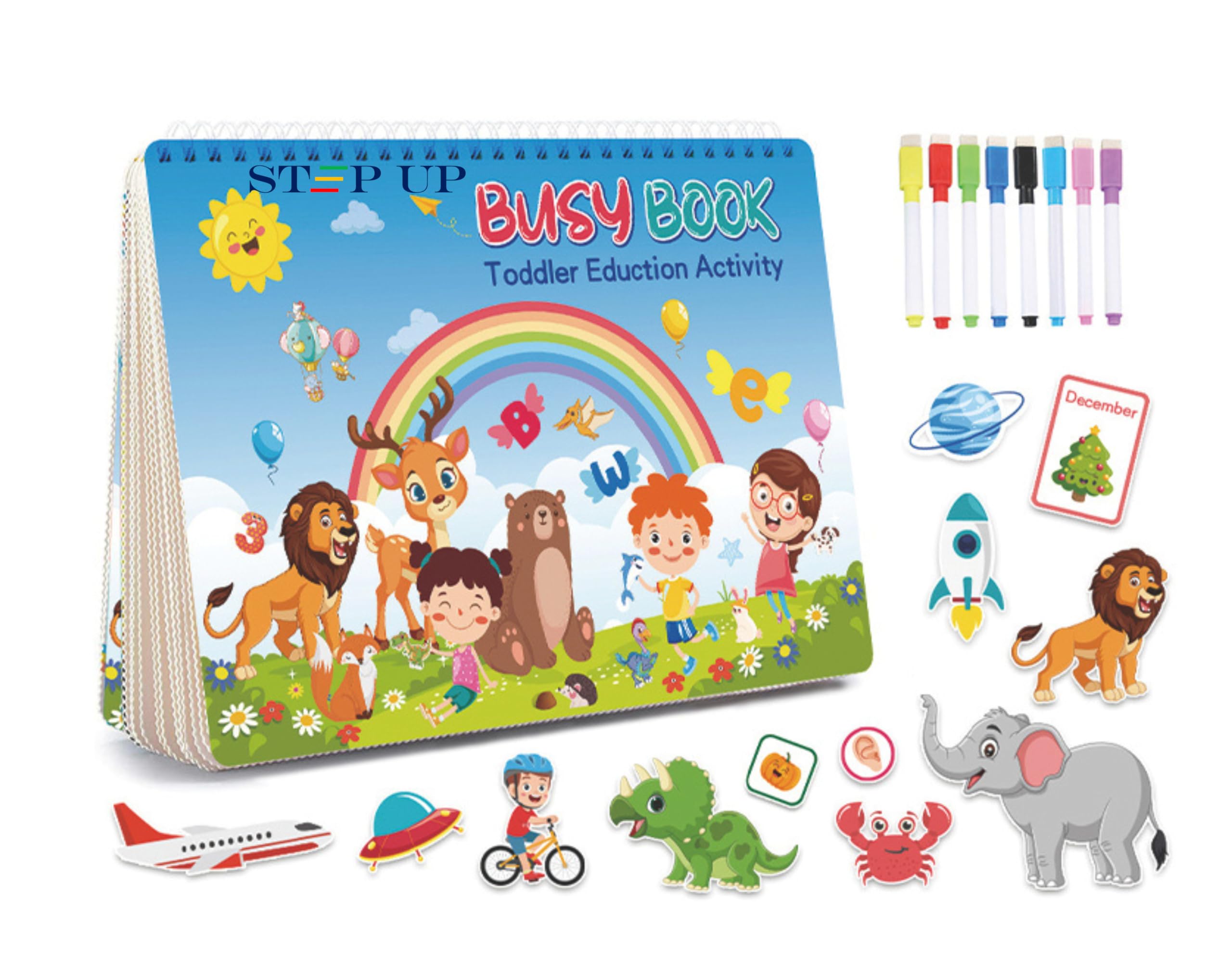 Busy Book for Toddlers 3-5, Travel Busy Book Preschool Learning Activities,Birthday Gifts for Boys Toddlers, Travel Toys for Airplane Car for Kids Ages 4-8, Autism Sensory Travel Toys