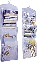 Vista 1 de Organizador grande de doble cara colgante bolsa de regalo y soporte de papel de seda (blanco)