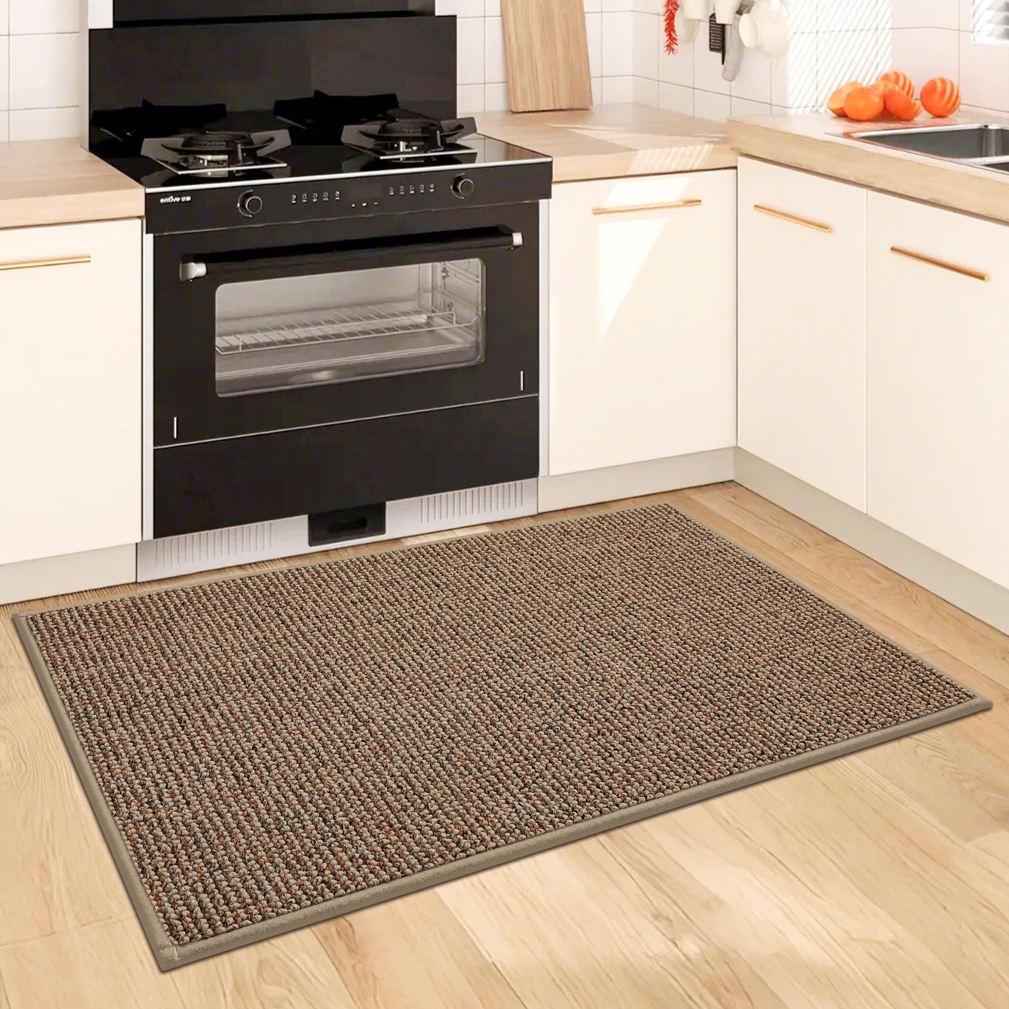 BEQHAUSE Taupe Kitchen Rugs - Non-Slip -7 BEQHAUSE Taupe Kitchen Rugs - Non-Slip -7