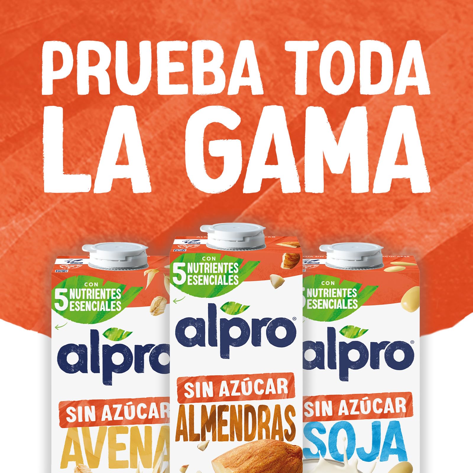 Alpro Napój sojowy, bez cukru, naturalny napój roślinny, wegański, 8 x 1 l