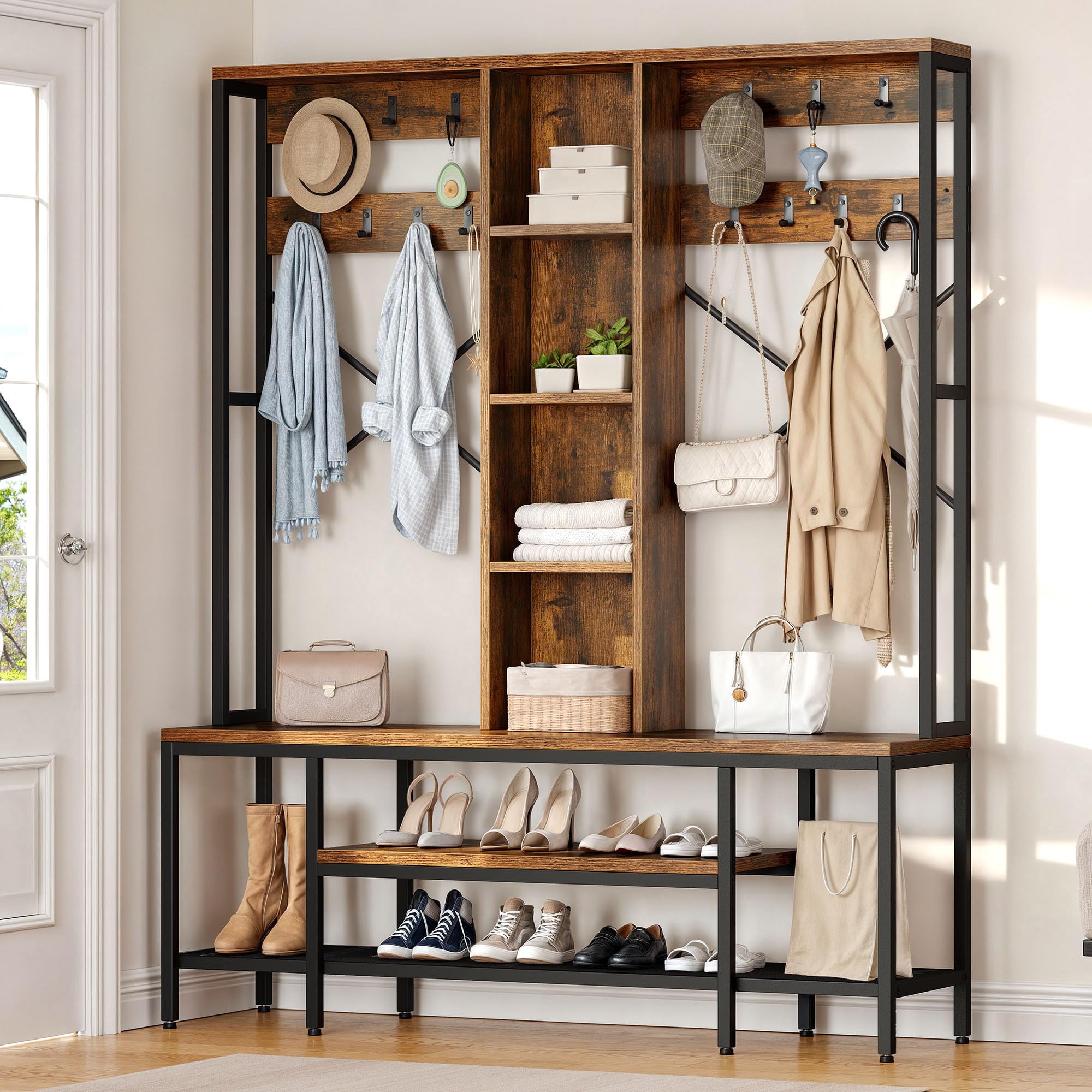 APPLE HOUSE タンス Amazon.com: YITAHOME Farmhouse Entryway Bench with Coat Rack