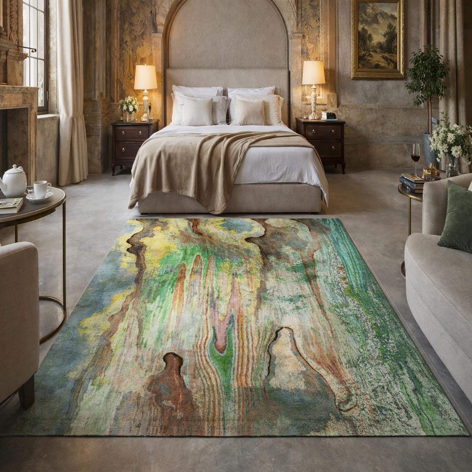 Tapis de décoration abstrait facile à nettoyer pour grand salon