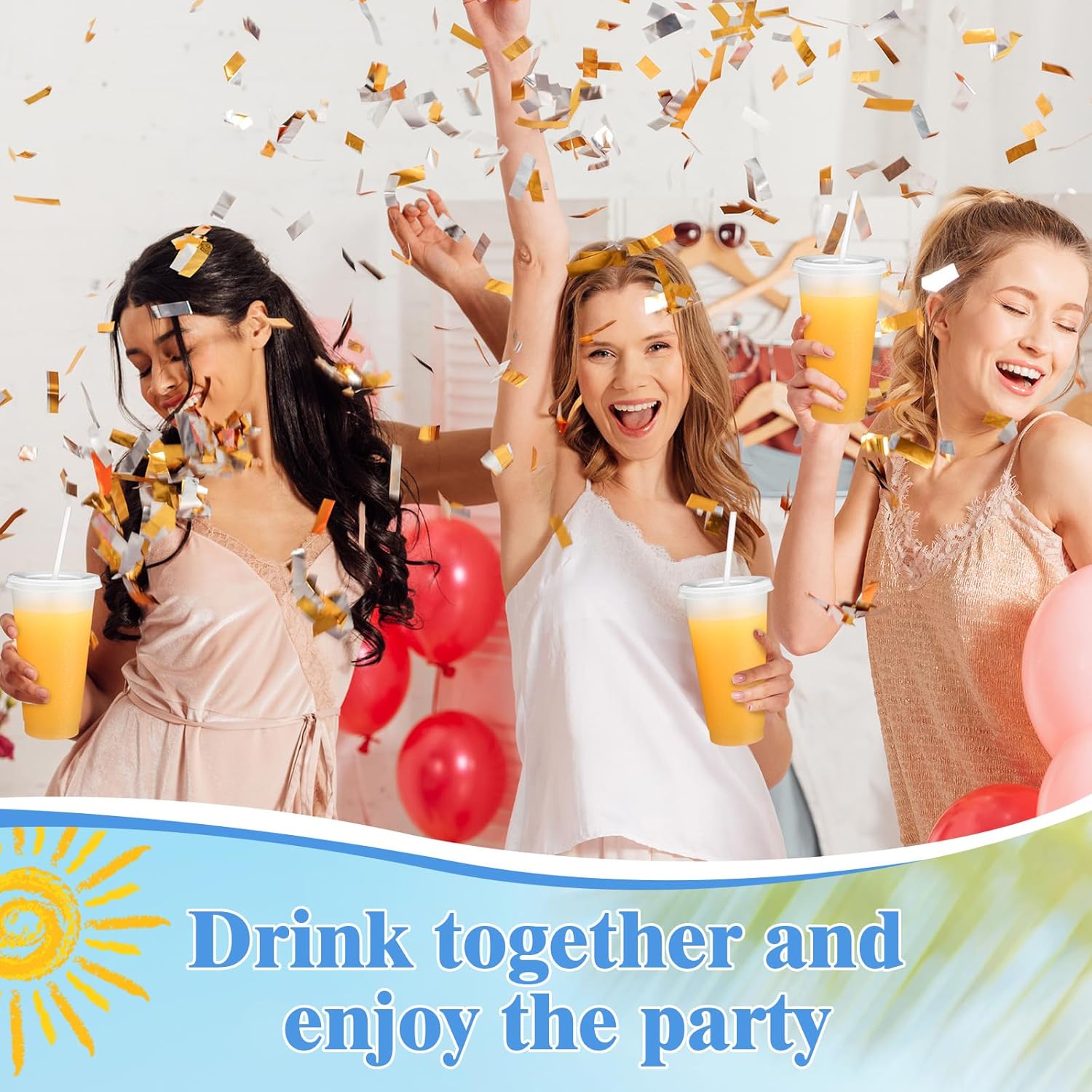 Honeydak 60 Pack Tumbler with Straw and Lid Bulk Cups for Gifts Glitter Plastic Coffee Cups 24-27 oz Reusable Water Bottle Iced Coffee Travel Mug Party Favors for Birthdays Travel (Transparent) - Image 6