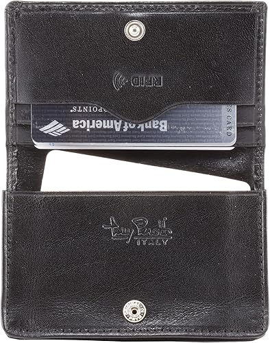 Tony Perotti Tarjetero de cuero italiano para hombres y mujeres, respetuoso con el medio ambiente, curtido vegetal, cartera de cuero de grano