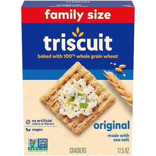 Triscuit Original Whole Grain Wheat Crackers, Healthy Snacks, 12.5 oz | Vegan Crackers, Lunch Snacks, 100% Whole Grain Wheat, Non-GMO, No Artificial Colors or Flavors