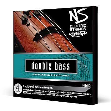 D'Addario NS Electric Traditional Bass String Set, 3/4 Scale, Medium Tension