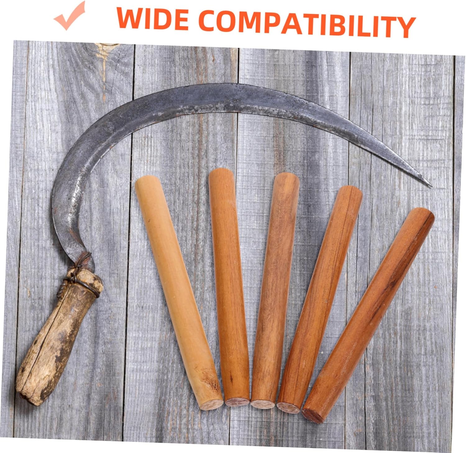 5pcs Ergonomic Wood Handles Replacement for Shovel Hoe Ax Comfortable Grip Long Shaft Hardwood Material