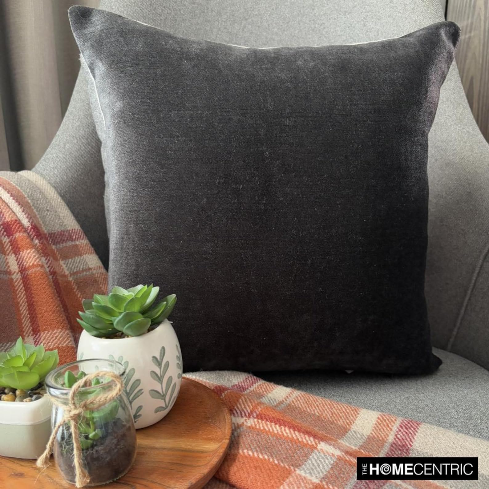 Amazon.co.jp: The HomeCentric 装飾 グレー クッション, 35 x 35 cm
