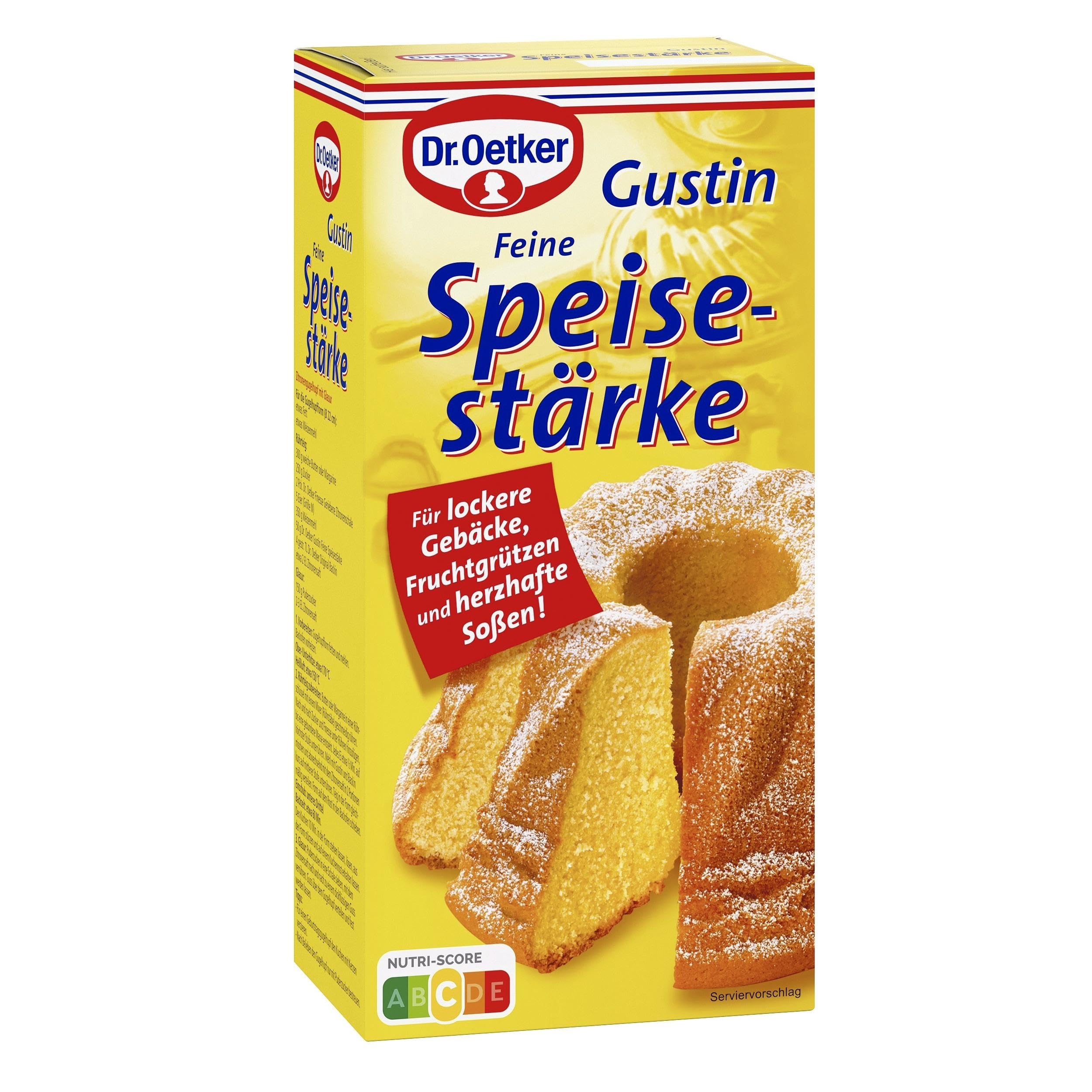 Dr. Oetker Gustin Feine Speisestärke, 6 x 400 g, reine Maisstärke zum Kochen & Backen, Bindemittel für Soßen, zur Verfeinerung von Teig & Gebäck, vegan