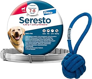 Elanco Seresto Promo-Set: Zecken- und Flohschutz für große Hunde ab 8 kg mit Wurfball, Halsband tötet Zecken und Flöhe schnell ab und schützt 7 bis 8 Monate lang