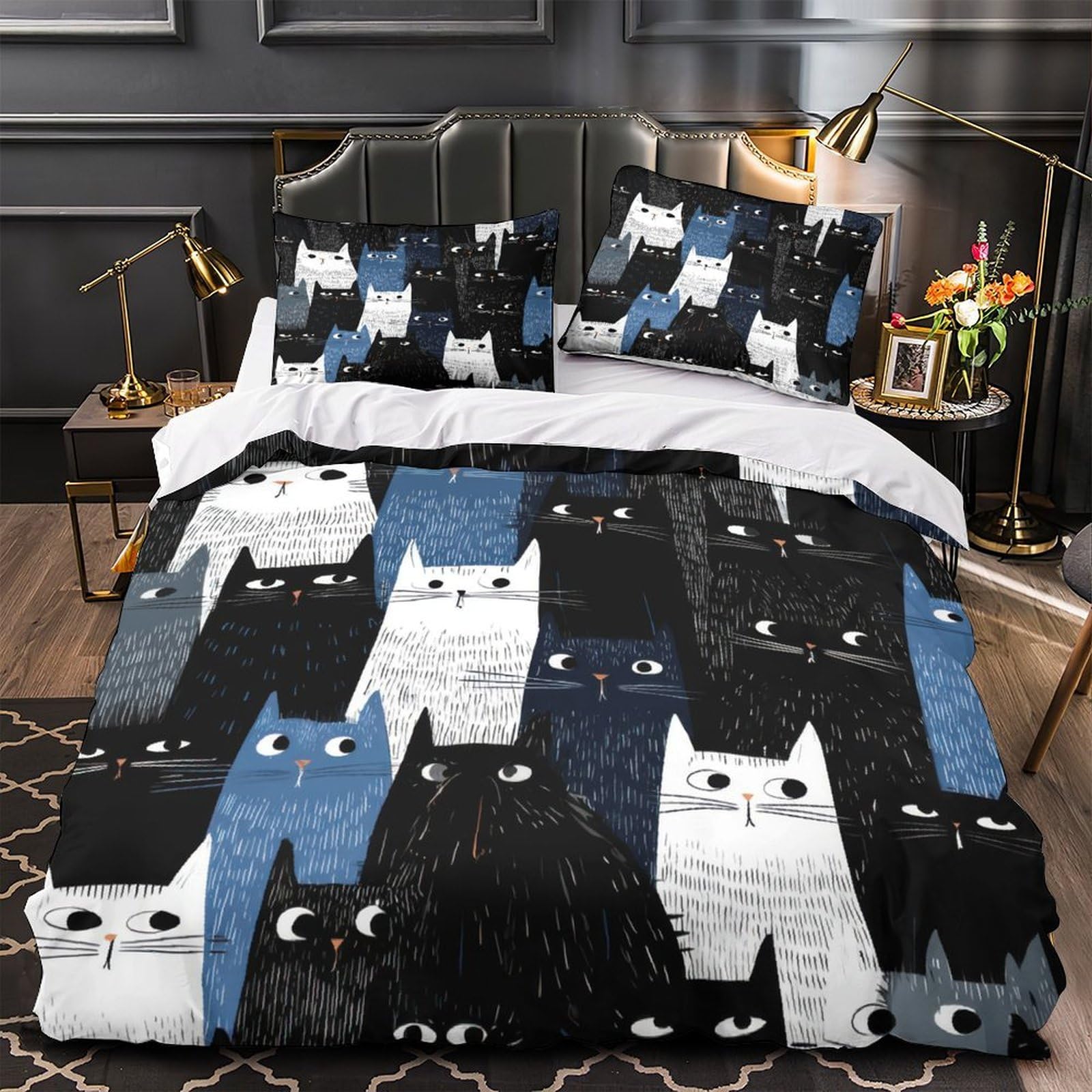 Parure de lit imprimé 3D chat pour une chambre de couple chaleureuse