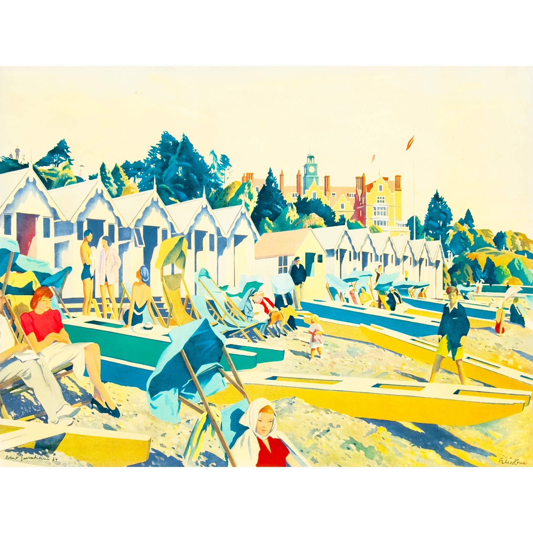 Wee Blue Coo Vintage Travel Beach Advert Felixstowe Lner New Fine Art Print Poster Picture 30X40 Cms Cc5531
