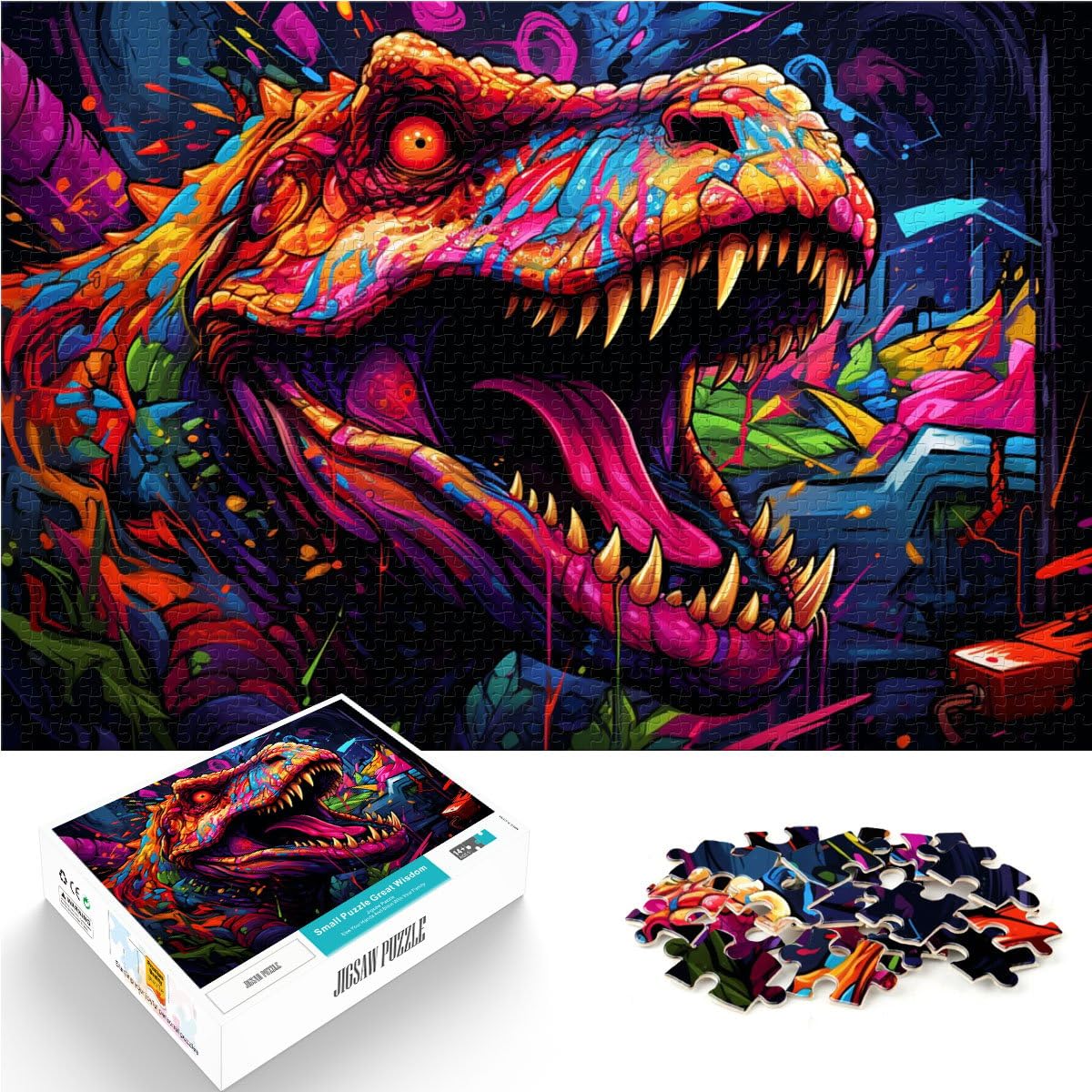 2000 Piece Adult Puzzles color dinosaur Interesting Stress Reduction Jigsaw Puzzles Christmas Puzzle Presents 27.56 in x39.37 in for teenager 14+ โ image 1