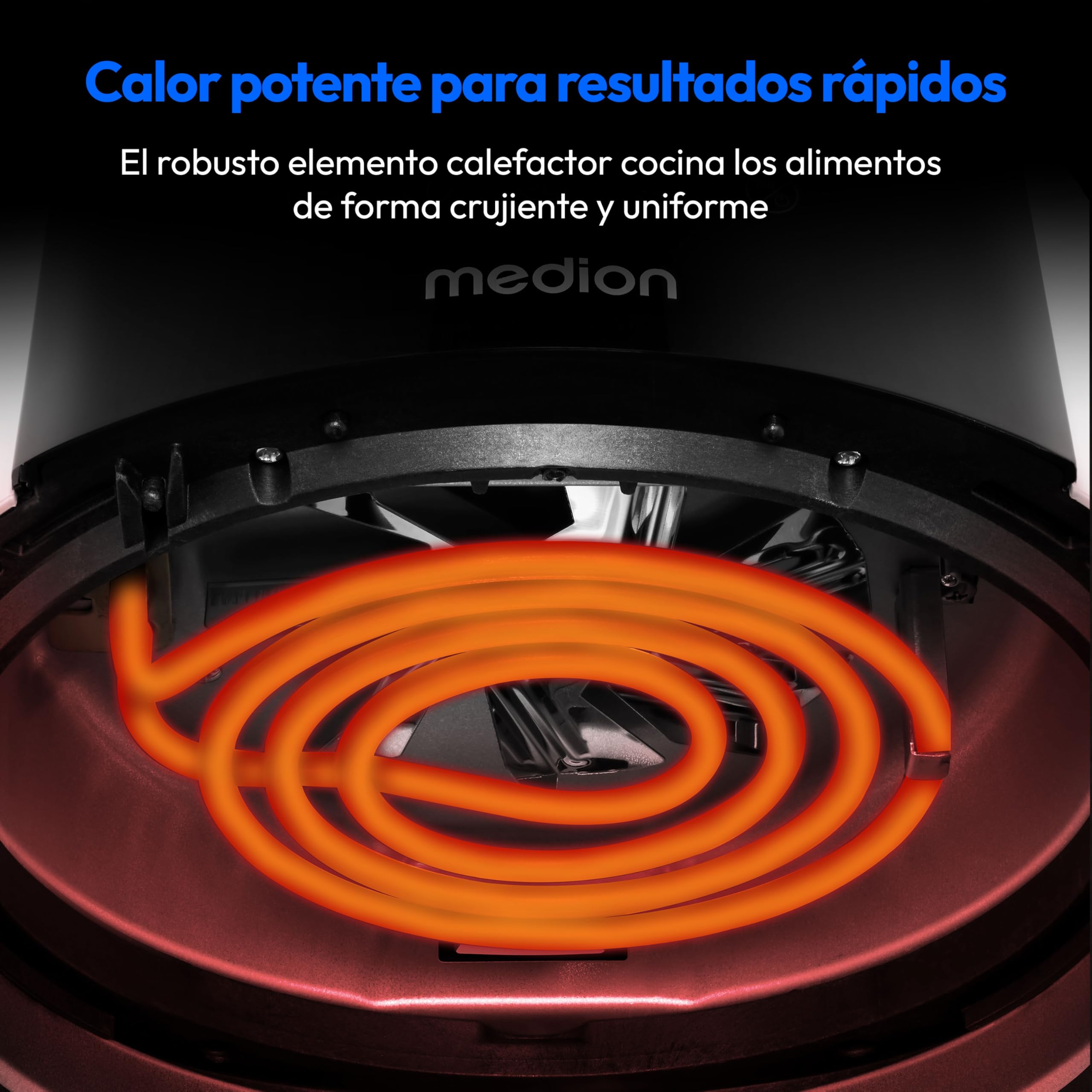 MEDION Freidora de aire caliente P40 L (4,7 litros, 1500 vatios, fácil manejo, freír sin aceite, temporizador de 60 minutos, hasta 200° C, revestimiento antiadherente, MD13030) blanco