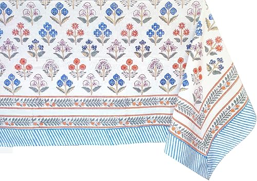 ATOSII - Mantel cuadrado de 100% algodón, Flora Bloom, otoñal, bohemio, estampado floral hecho a mano, para el hogar, cocina, comedor, fiestas,