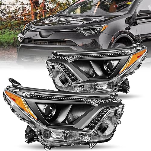 JSBOYAT Reemplazo del conjunto de faros delanteros de proyector para Toyota RAV4 2016-2018, no compatible con modelo LED, carcasa negra del lado del disponible en Yaxa Peru