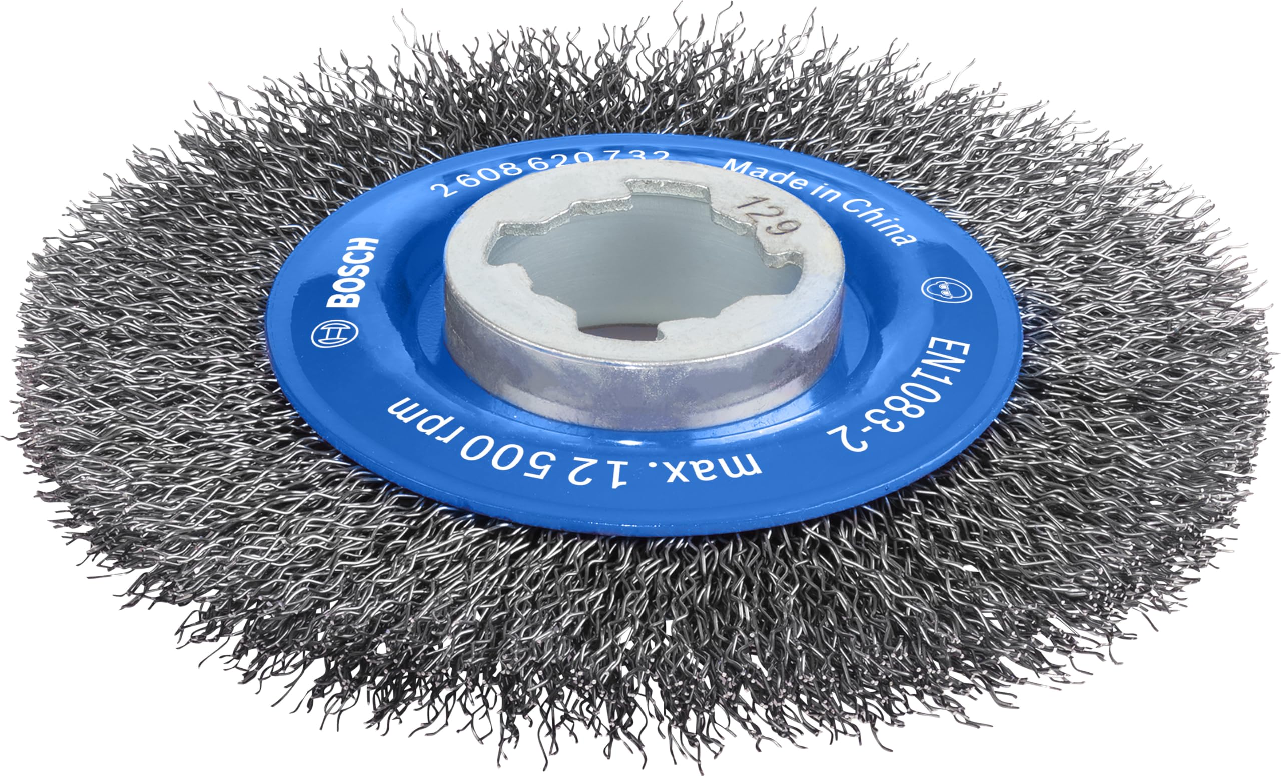 Bosch X-LOCK 2608620732 Wire Brush, 4.5 inches (115 mm) Diameter, Beveled Shape, Iron 0.01 inch (0.3 mm) Straight, 1 Piece