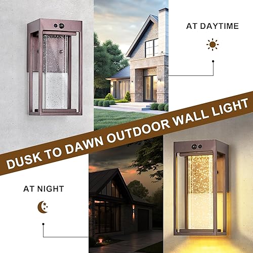 Miniatura 2 de Luces solares de pared de bronce aceitado para exteriores con 3 modos de sensor de movimiento, apliques exteriores de cristal con 4000 K 250 lm LED