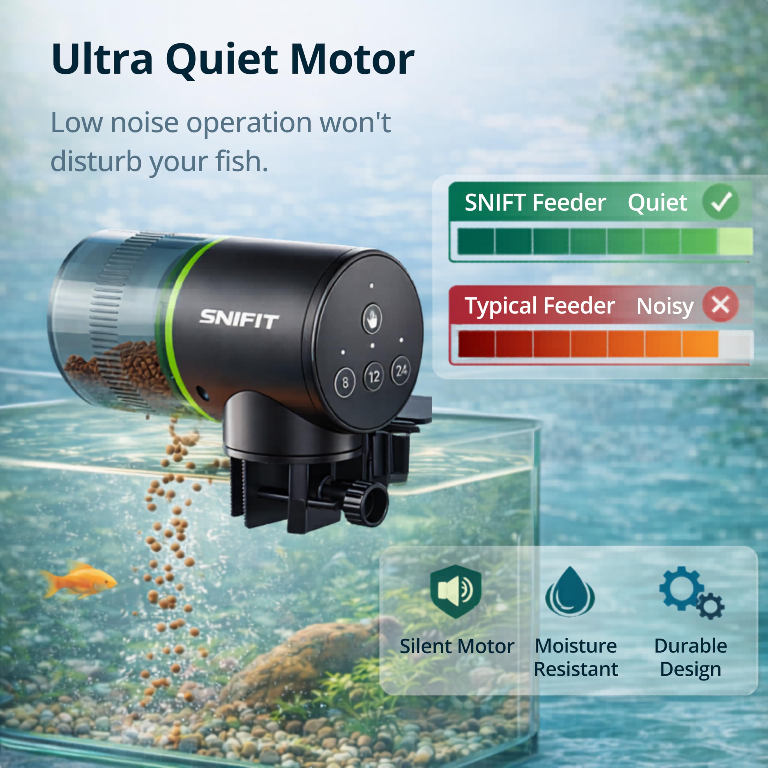 Mangeoire automatique pour aquarium – Distributeur automatique de poissons – avec programme d'alimentation réglable pour la maison ou le bureau et petit réservoir de tortue Betta – Vacances de