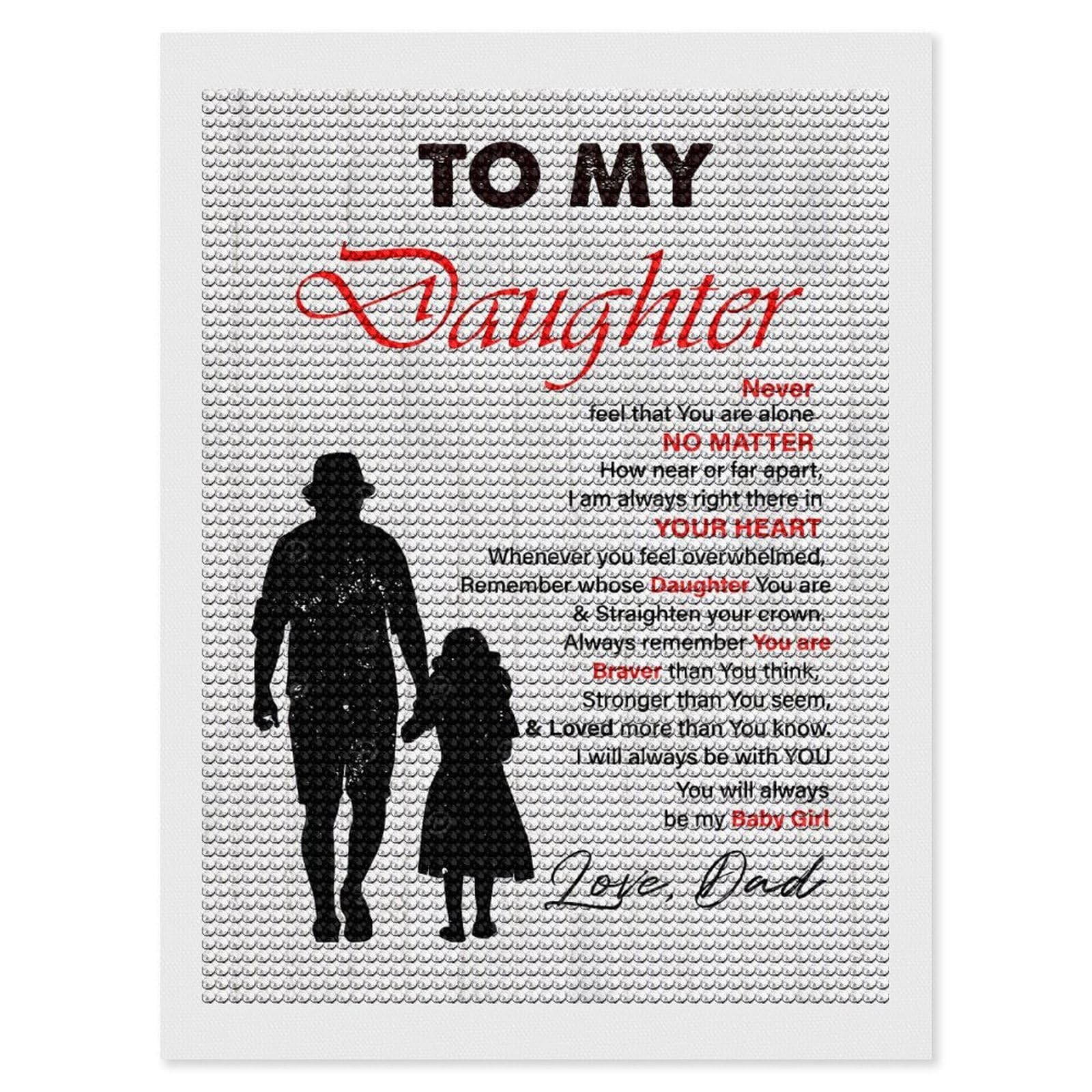 Junmoney to My Daughter from Dad Diamond Painting Kit 12"x16", Thoughtful Handmade Gift, for Creative Relaxation, Printed Canvas, Cosy Home Accent