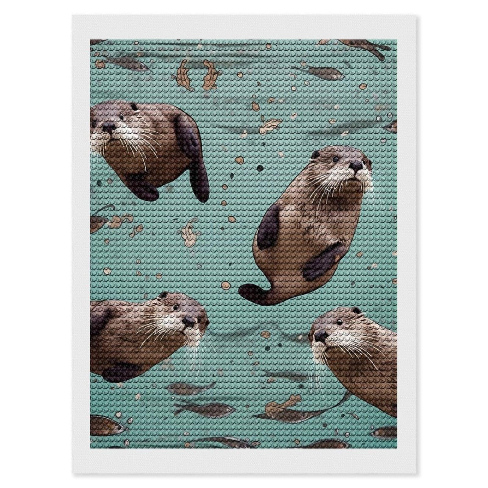 DWVTSLH Otters Diamond Painting Kits for Adults, Personalized Diamond Photo Art Full Drill, DIY 5D Diamond Art Painting Kits for Beginners, Home Wall Decor 12"x16"