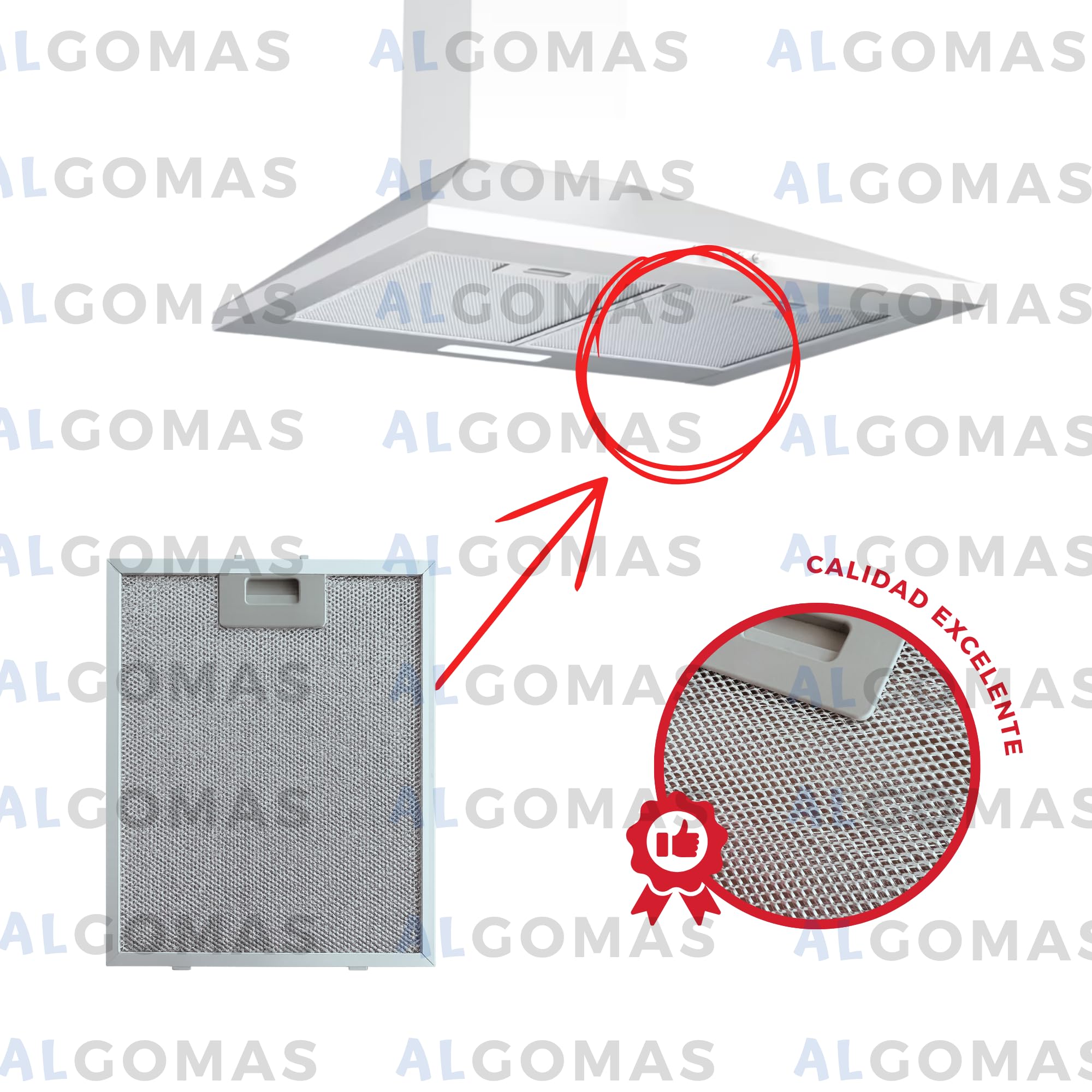 ALGOMAS® Filtros Campana Extractora Pack 2 | Filtro Metálico Antigrasa Aluminio 26x32 cm | Repuesto Compatible con Cata Ref. 2800905 | Protege Motor y Aire Cocina · imagen 4