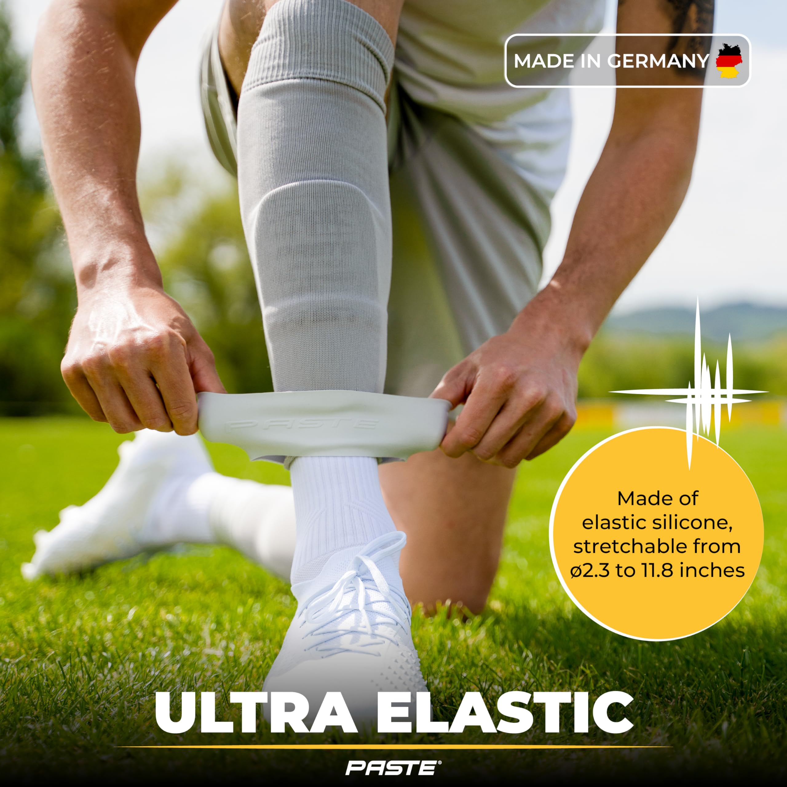 PASTE ® Supporto per parastinchi da calcio silicone per adulto uomo donna e bambino
