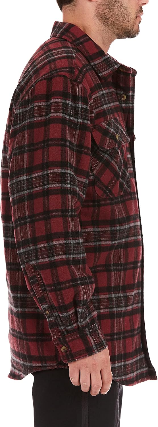 Smith's Workwear Men's Sherpa Lined Cotton Flannel Shirt Jacket - Image 3