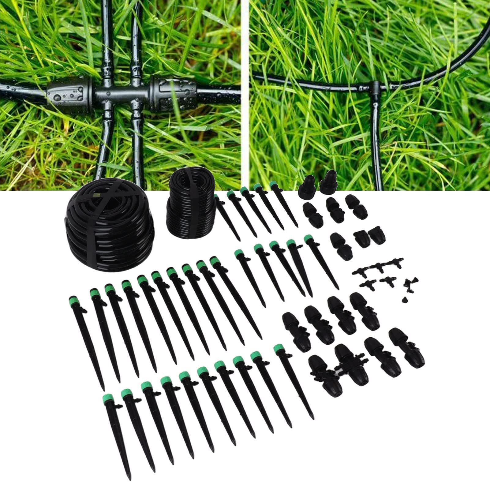 Haofy Sistema de Riego de Jardín Sistema de Riego de Jardín Kits Automáticos de Riego por Goteo para Camas de Jardín Elevadas Sistema de Riego por Goteo de Césped