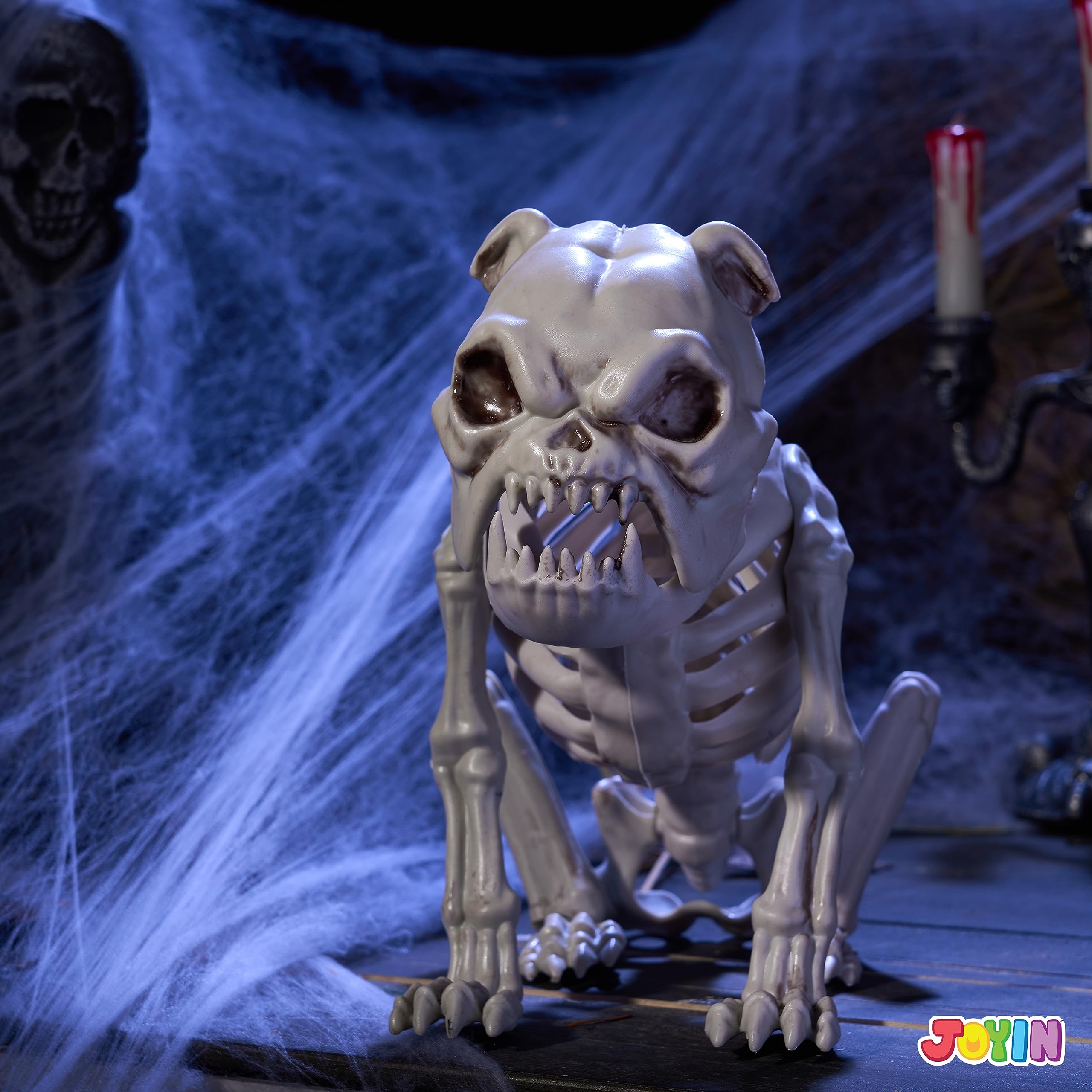 ZHUMCCY Squelette De Chien Halloween - Statue Squelette Assis Réaliste Et Effrayante Pour Décoration Jardin Et Intérieur