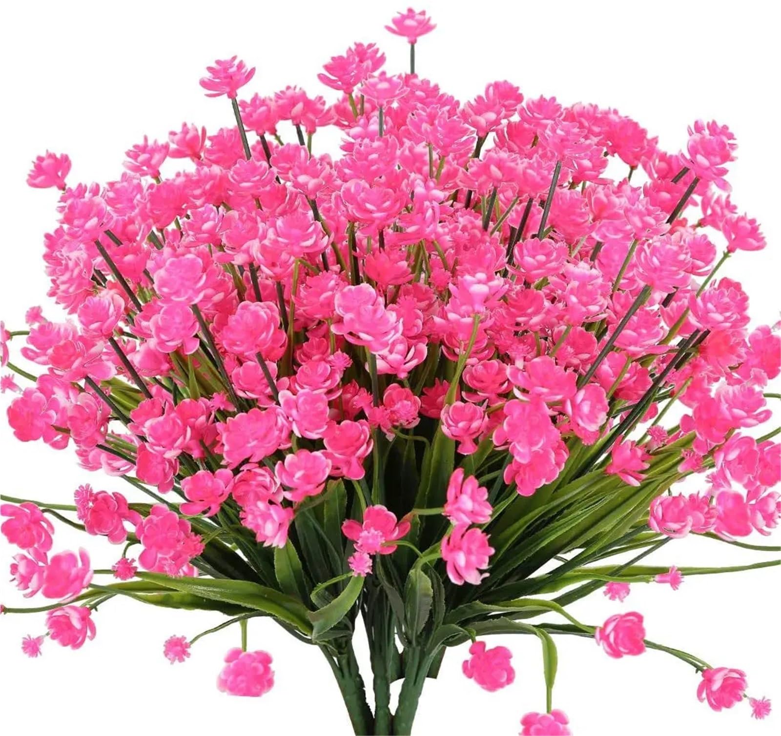 Dcrxz Artificial Flowers 5 Bundles Artificial Flowers UV Resistant Greenery Shrubs Plants for Home Garden Kitchen Office Wedding Decoration Fake Flower(Pink Red)