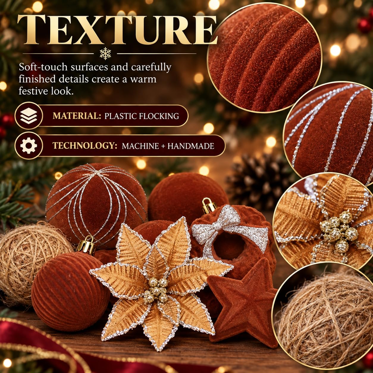 Set de 38 Bolas de Navidad Adornos para Árbol Colgantes