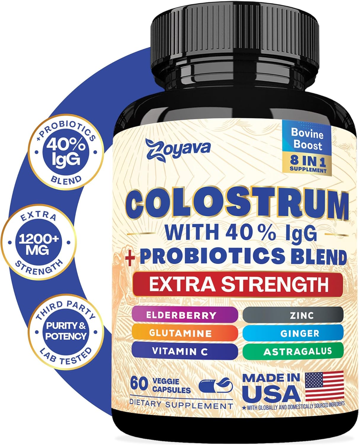 Bovine Colostrum Capsules with IgG & Probiotics