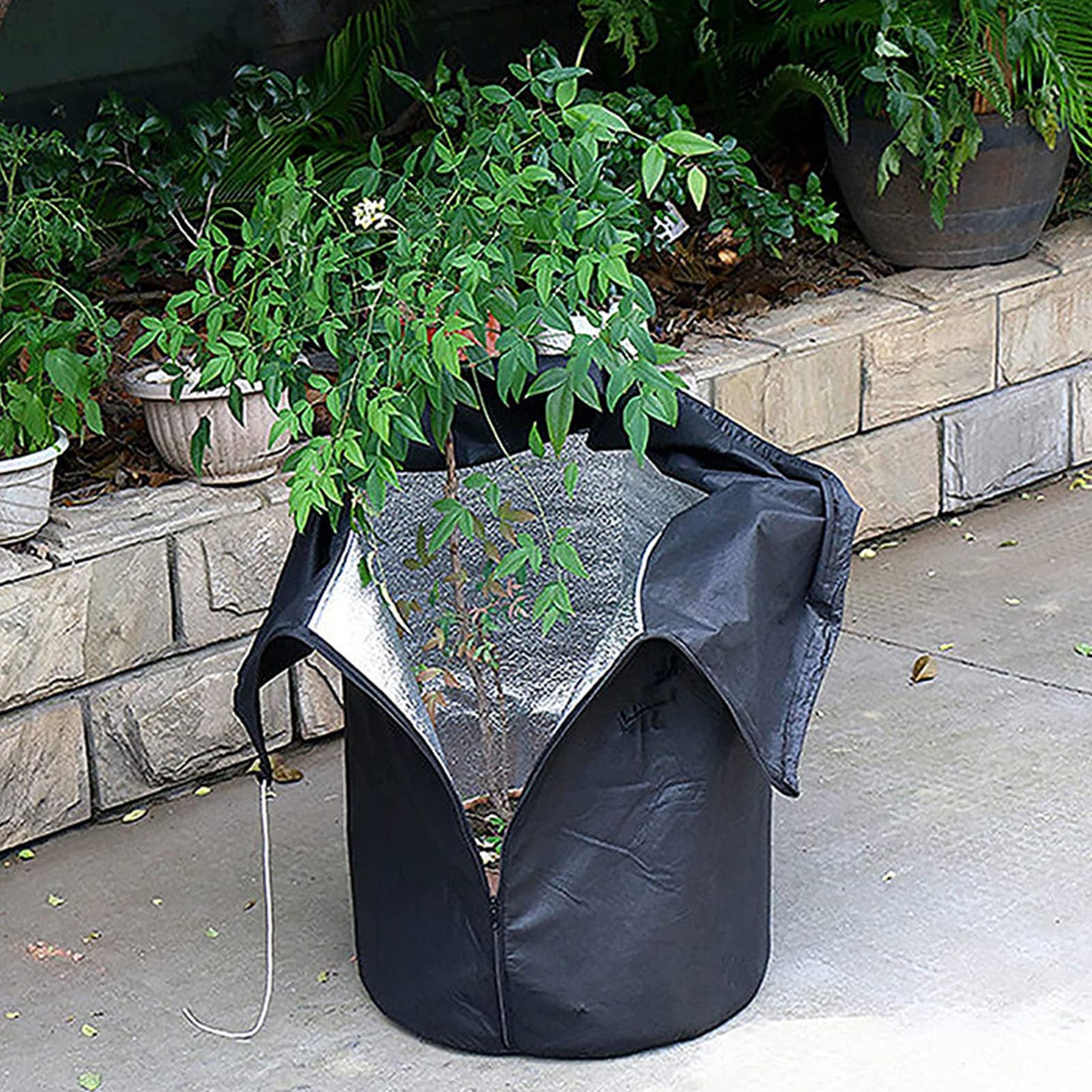 Holigie Winter Flower Pot Cover,Oxford Cloth Plant Insulation Cover Tear with Drawstring and Zipper Suitable for Outdoor Potted Plants Frost Proof Proof Storm Proof