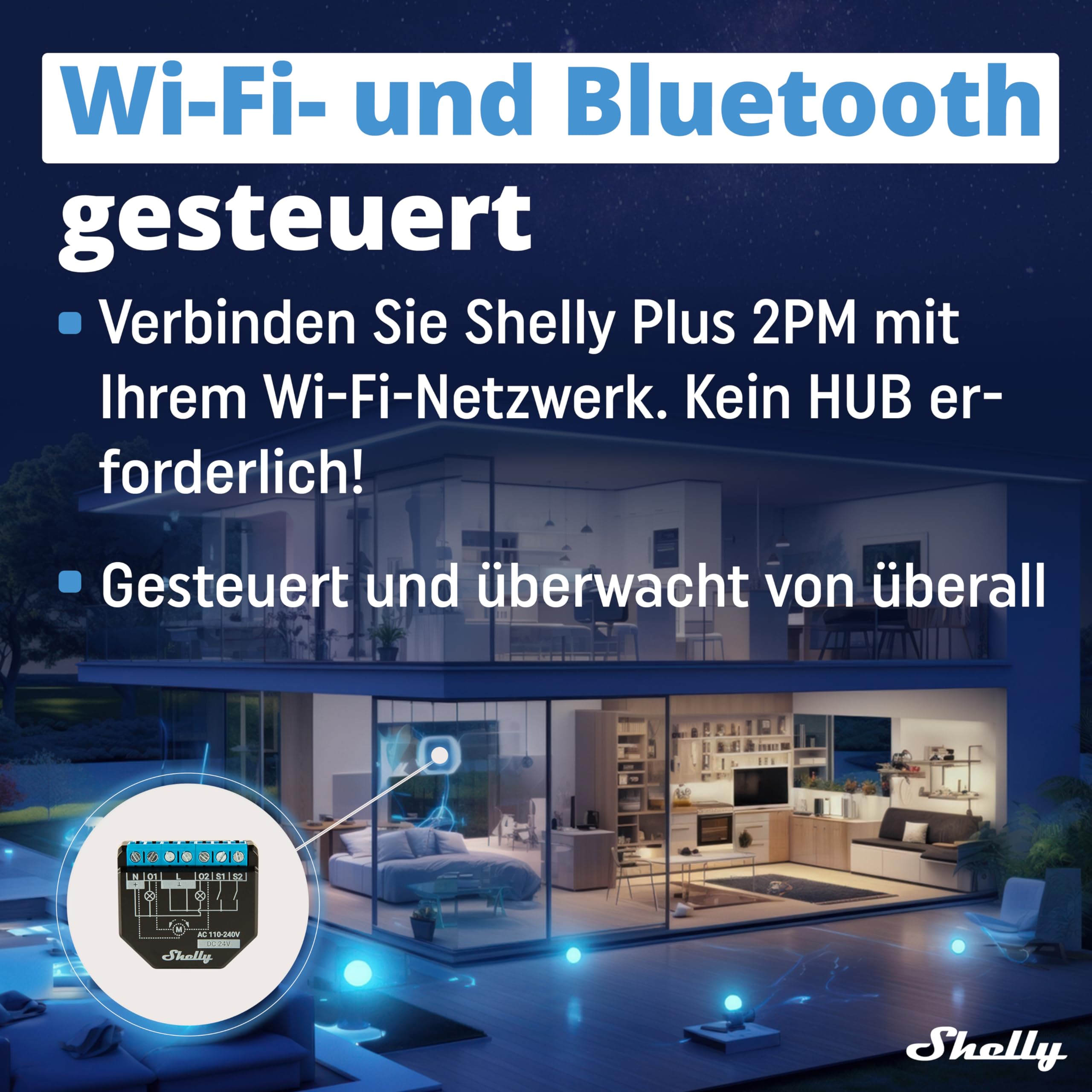 Shelly Plus 2PM | Wlan 2 Kanäle Smart Relais Schalter | Rolladenschalter mit Stromverbrauchsmessung | Hausautomation | Google Home Alexa Zubehör | iOS Android App (2 Pack)