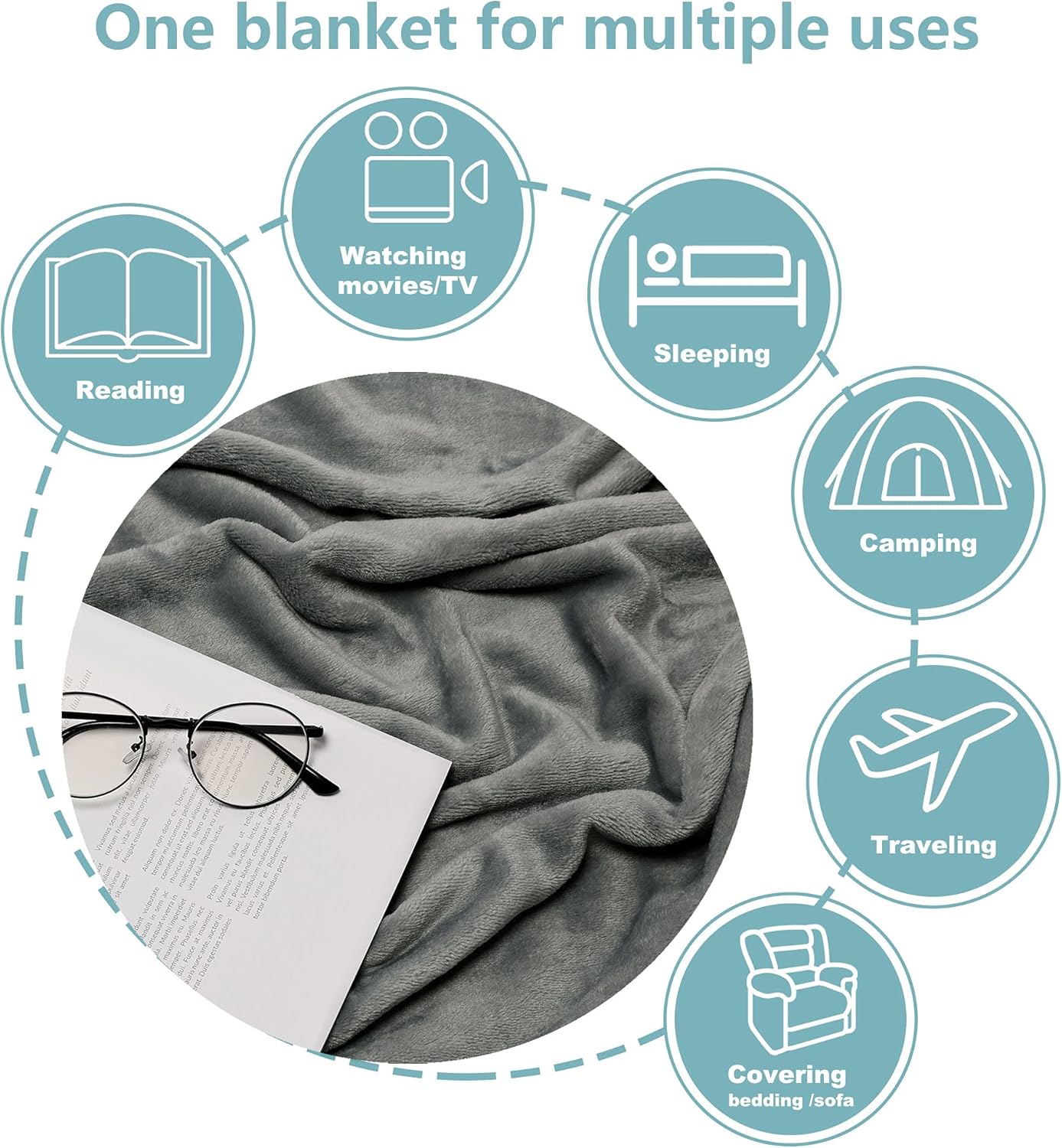 NANPIPER Fleece Blankets, Super Soft Flannel Fuzzy Blanket for Couch, Luxury Cozy Lightweight Microfiber Dog Blanket-Throw Size,Grey - Image 7