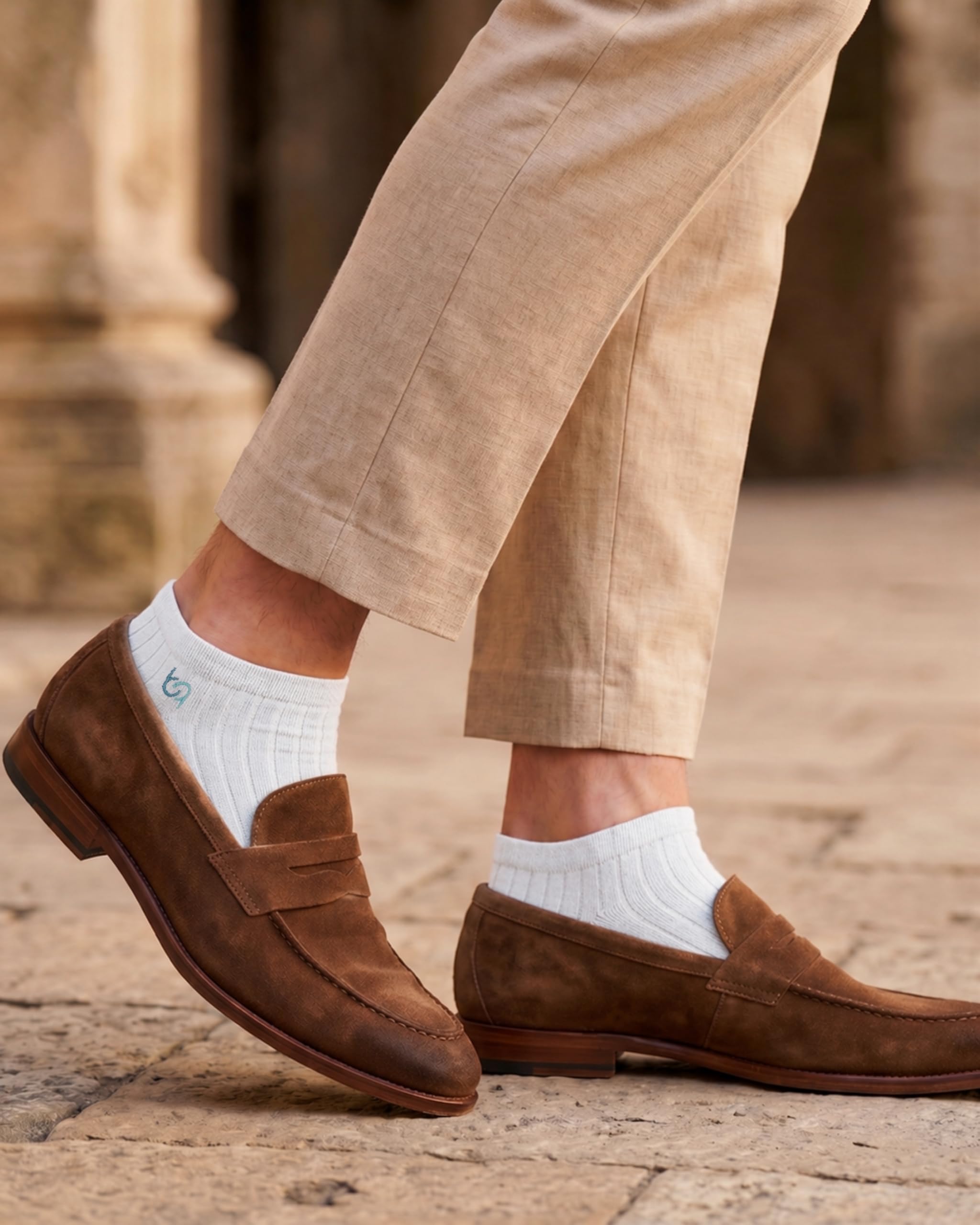 Lot de 4 paires de chaussettes de sport fines en coton égyptien - Pour homme et femme - Tricot côtelé - Sans couture au niveau des orteils