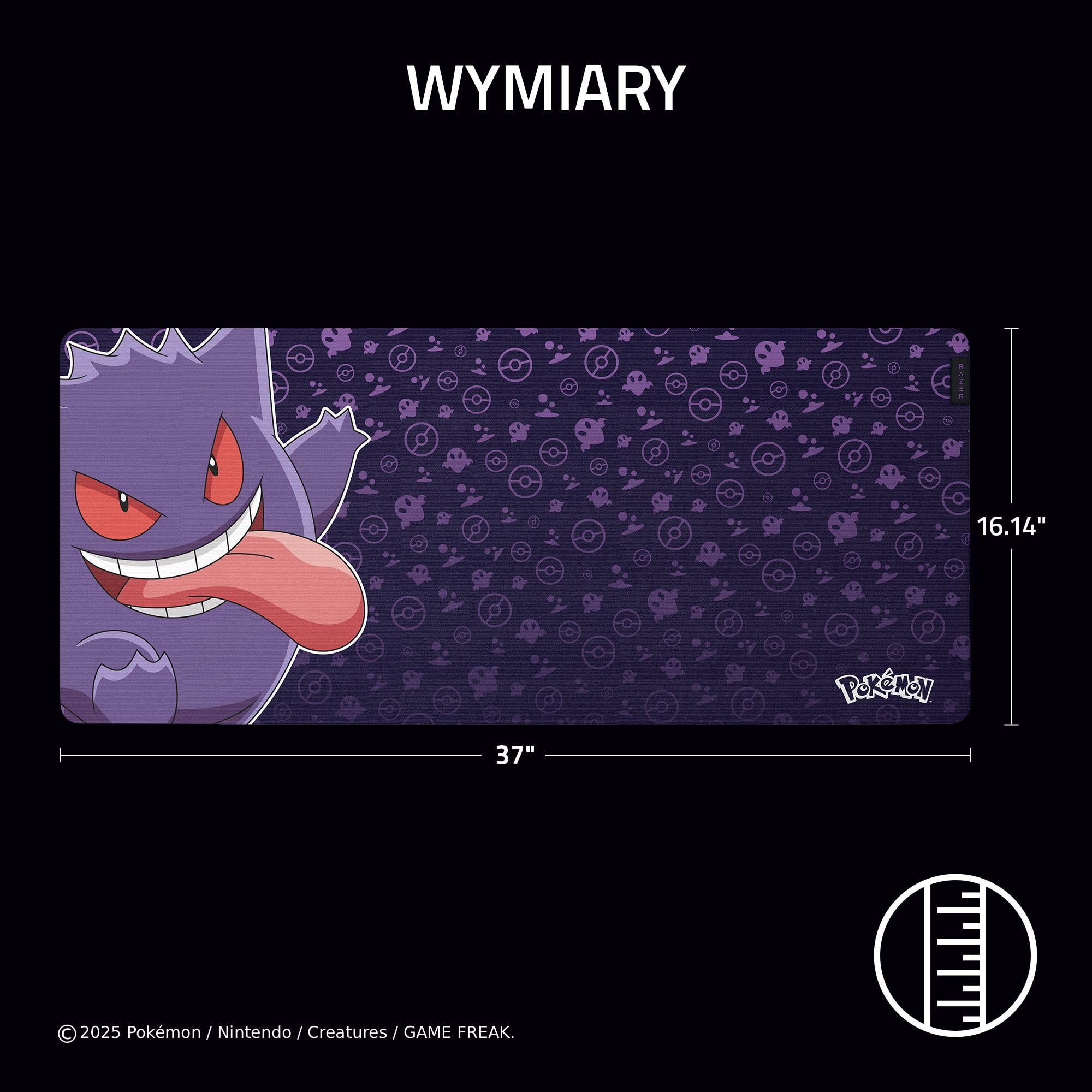 Razer Gigantus V2 XXL Pokémon Gengar - Miękka podkładka pod mysz do gier zapewniająca szybkość i kontrolę - Teksturowana powierzchnia z mikrowłóknem - 940 x 410 x 3 mm | Pokémon Gengar