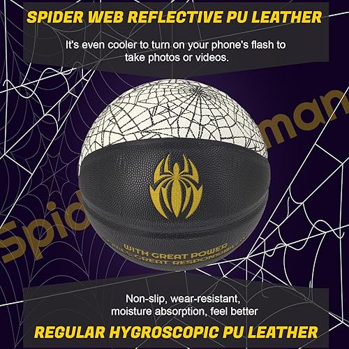 Miniatura 22 de Baloncesto holográfico – Tamaño 5 (27.5 pulgadas), tamaño 6 (28.5 pulgadas), tamaño 7 (29.5 pulgadas), para interiores y exteriores, balón de cuero