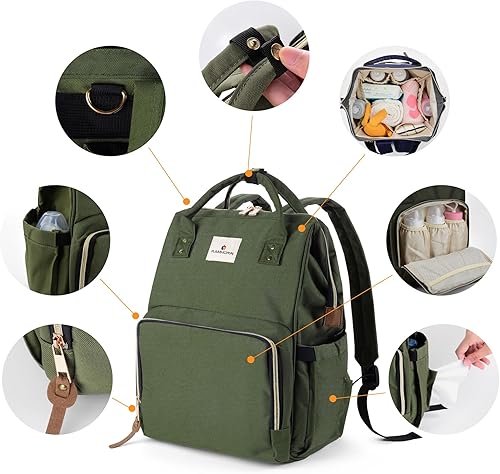 Miniatura 2 de Ramhorn Mochila para pañales para mujer, mochilas de viaje con bolsillo aislado para botella, correas para cochecito y cambiador