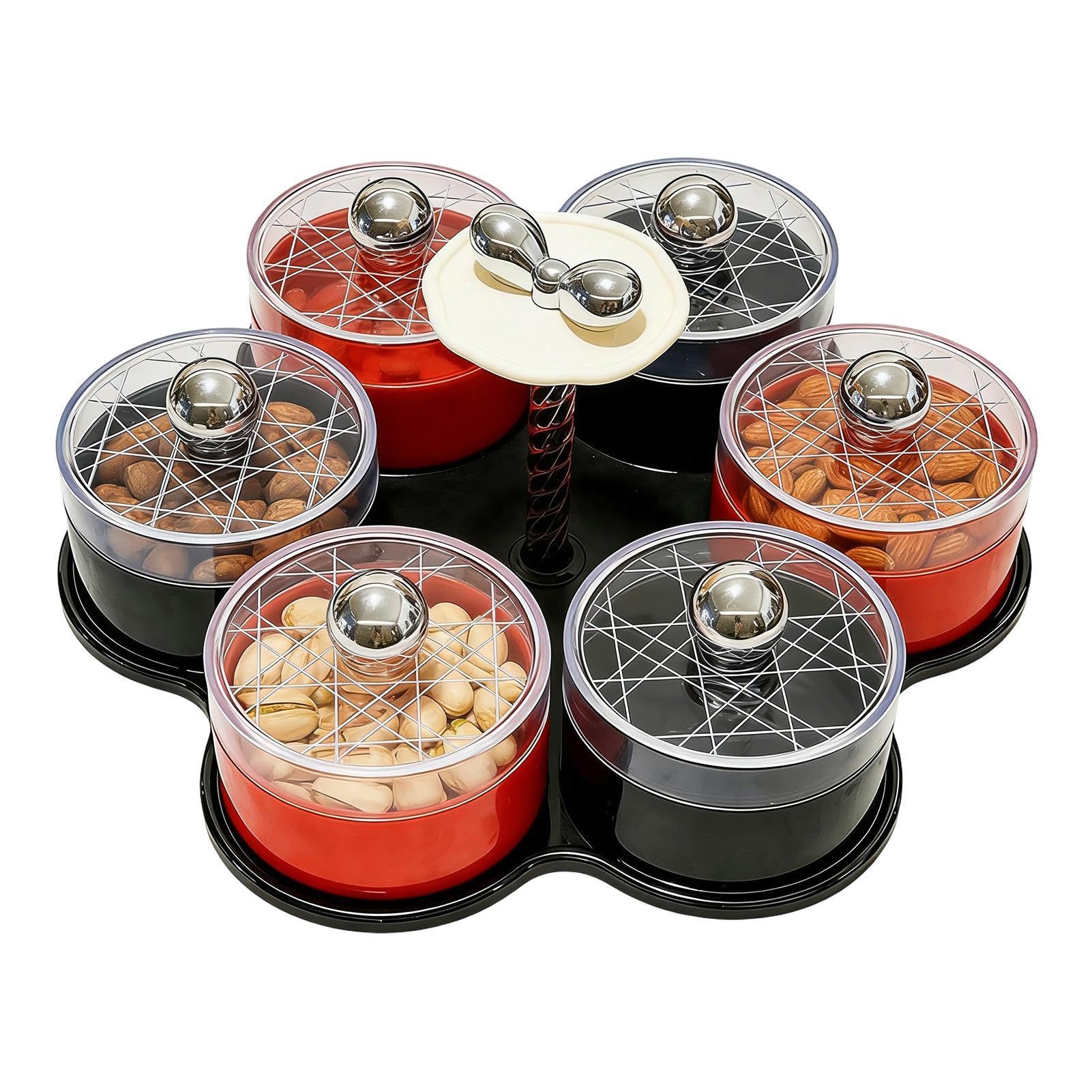 Bandeja para Servir Aperitivos Expositor Giratorio de Alimentos | Bandeja para Aperitivos con Tapa para Adultos, Catering y Entretenimiento en Eventos